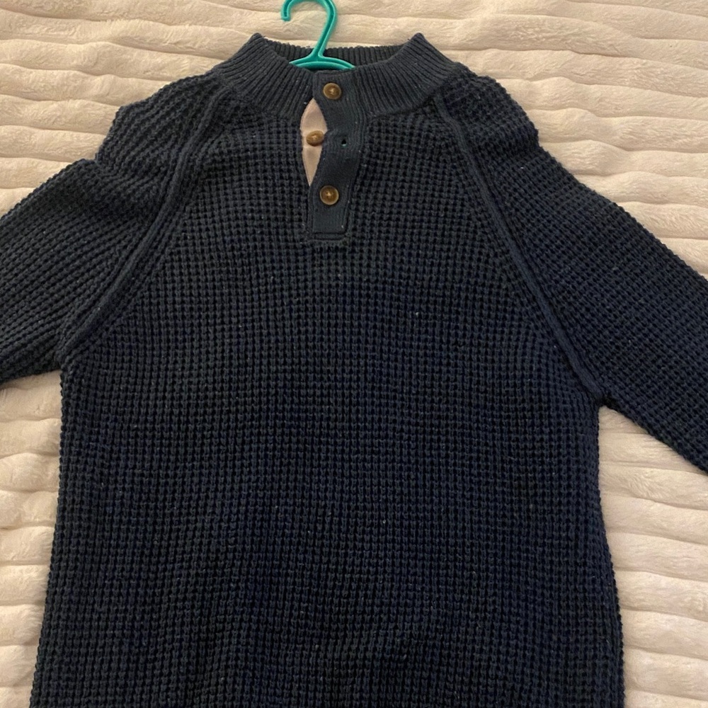Lucky Brand Men's Dark Blue Sweater with Button Neck